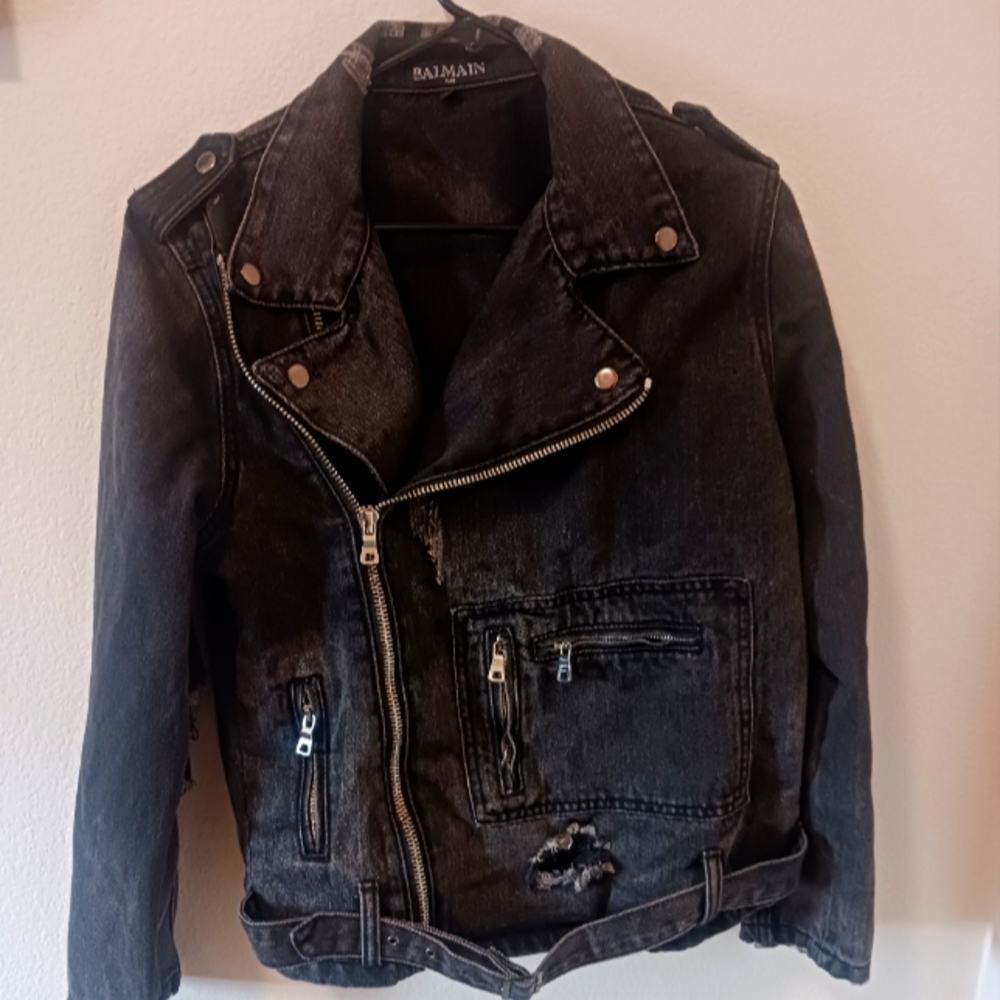 BALMAIN BLACK JEAN JACKET